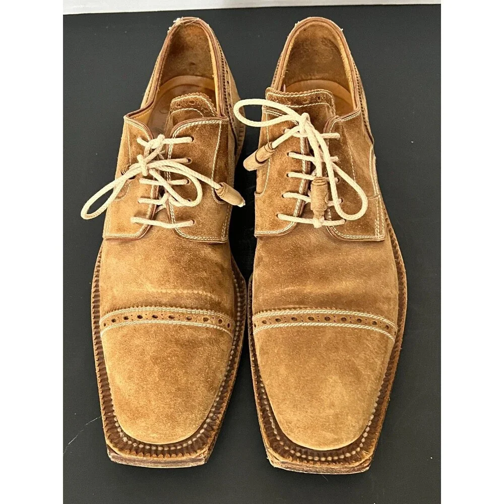 Stefano Branchini Calzoleria Men's 8 Brown Suede Leather Cap Toe Oxford Shoes